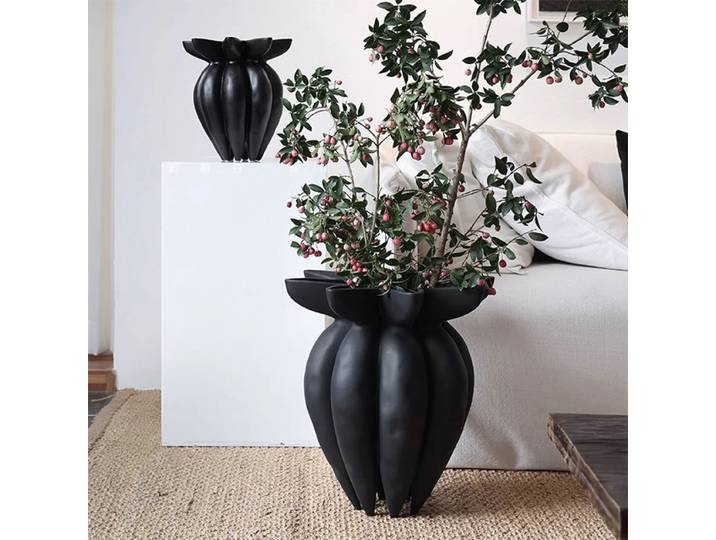 Vase abstrait noir en forme de méduse, pot à fleurs, arrangement floral artistique, artisanat, vase à fleurs, accessoires de décoration pour la maison