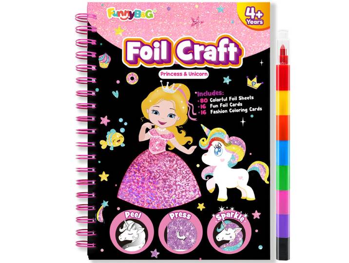 Kit de Loisirs Créatifs Art de la Feuille Série Princesse, 1 Set, Activité DIY Sans Salissure, Jouet de Voyage, Cadeau d'Anniversaire pour Enfants 4-9 Ans