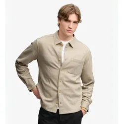Superdry für Herren. M4011187A Beige Twill-Tweed-Hemd (M), Lässig, Wolle, Klassisch, Langarm