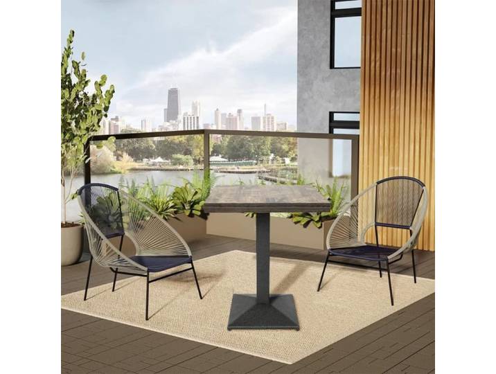 Table à manger carrée en fer et bois - HOMEWELL - Marron/Noir - 60x60x75cm
