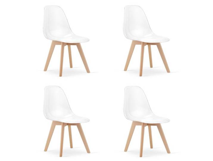 Lot de 4 Chaises Kito en Polypropylène Transparent et Hêtre - Réf. VK8681847466079