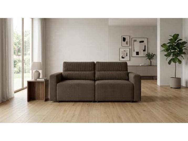2-Sitzer-Sofa, ausklappbar, Stauraum, khakigrün, Cord, Komo Family