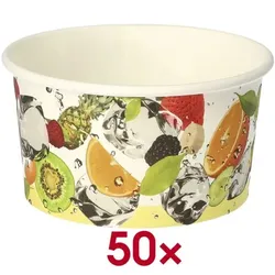Papstar Einweg-Eisbecher 0.25 L »Früchte« weiß, 9.6x5.2x9.6 cm