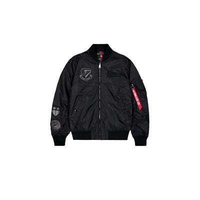 Bomberjacke ALPHA INDUSTRIES "MA-1 TT Flying Tigers Light", Herren, Gr. M, schwarz, Shell: 100% Nylon. Lining: 100% Nylon, Jacken Bomberjacke