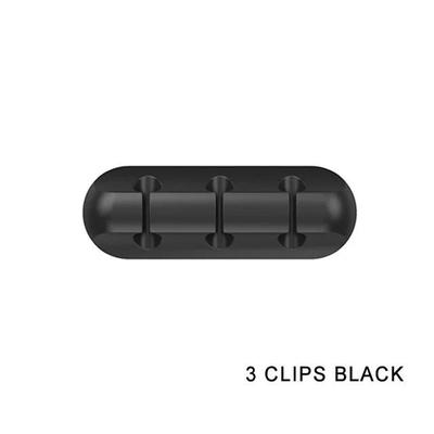 Silicone Desktop Cable Management Clipst black 3 Channel