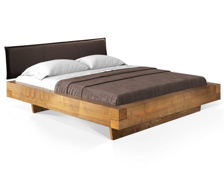 CURBY Balkenbett mit Polsterkopfteil, Wangenfuß, Material