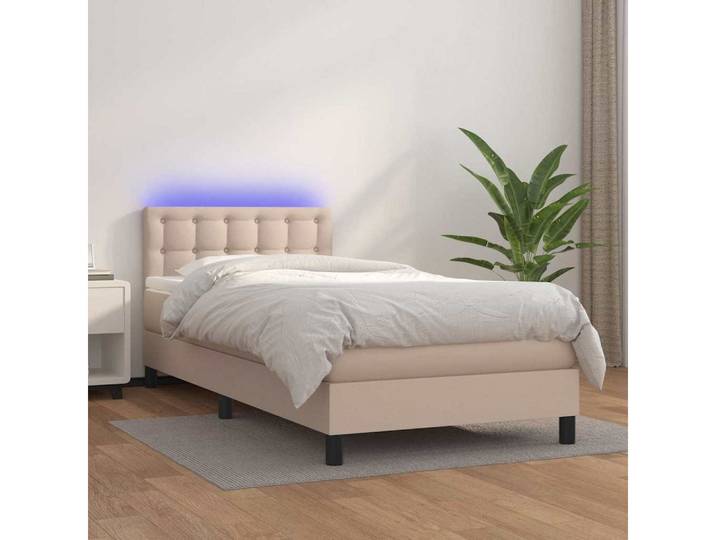 vidaXL Bettgestell vidaXL Boxspringbett mit Matratze & LED Cappuccino-Braun 90x200cm