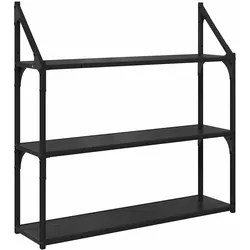 vidaXL Wandregal Schwarz Eichen-Optik 80 x 21 x 78,5 cm Holzwerkstoff