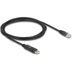 Delock Adapter USB 2.0 Typ-A Stecker zu 1 x Seriell RS-232 RJ45 Stecker 1,8 m schwarz (1.80 m), Schnittstellenkabel