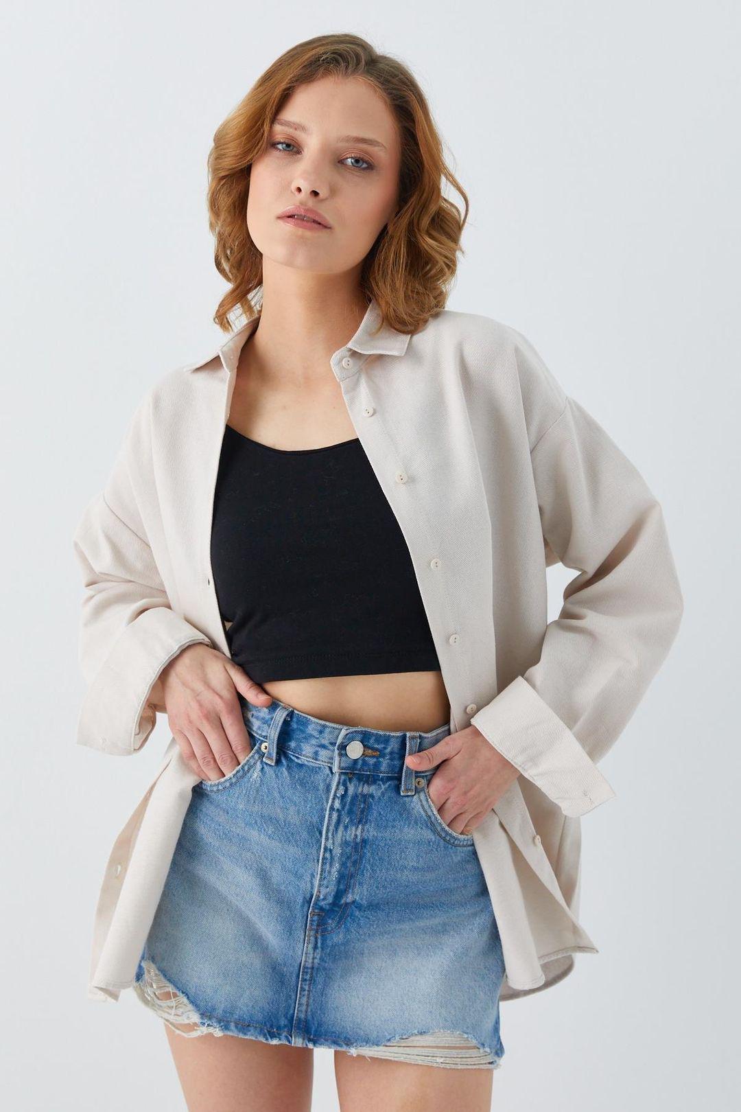 Oversize Popeline Hemd