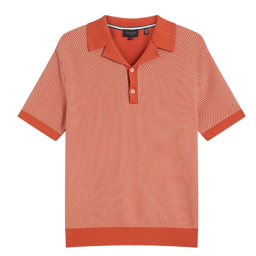 Ted Baker Gregry Small Stitch Red Knitted Polo