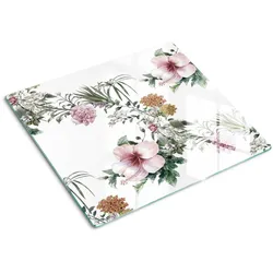 GLASPLATTE 60x52 cm Blumenmuster
