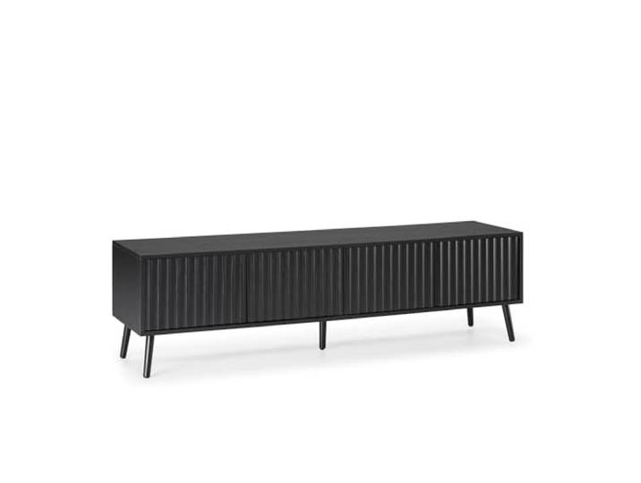 HOMN LIVING TV-Schrank Lluvia 4 Türen, Farbe: Schwarz, 160 cm (Breite) 40 cm (Tiefe) 45 cm (Höhe)