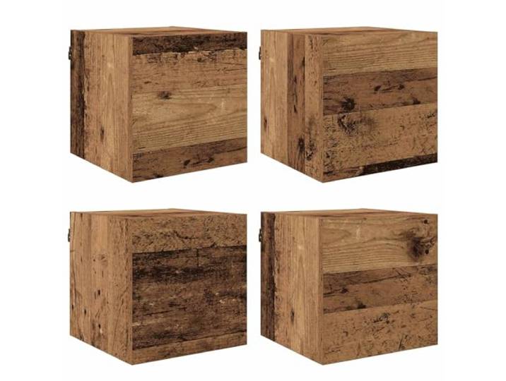 hliofuir 4er Set TV Schrank Wandmontiert Altholz Optik 30,5x30x30 cm Kompakte Hängeschränke fürs Schlafzimmer und Wohnzimmer. Flexibel montierbare Pendeltüren bieten cleveren Stauraum.