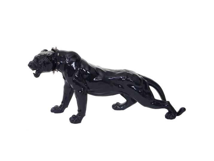 MCW Deko Figur Panther MIT Halsband Hochglanz Schwarz, Schwarz Hochglanz, Stein, 18x28x59 cm, Dekoration, Dekofiguren & Skulpturen, Dekotiere
