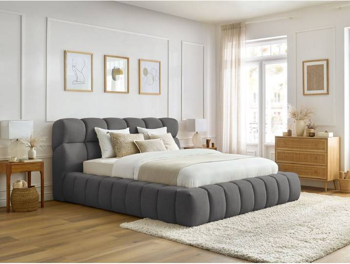 Lit coffre MONT-BLANC tissu chiné 180x200