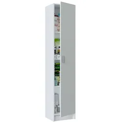 Dmora Mehrzweck-Kabinett Clearwater, Beistellschrank mit 1 Tür, Schuhregal Kleiderschrank mit Regalen, Vertikales Schuhregal, 37x37h180 cm, Weiß
