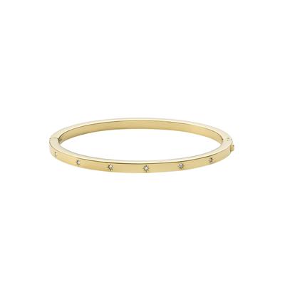 Armreif FOSSIL "Schmuck Geschenk Edelstahl VINTAGE GLITZ Stern", gold (gelbgoldfarben, kristallweiß, kristallweiß), Armbänder, Damen, Edelstahl, Armreif, mit Glasstein