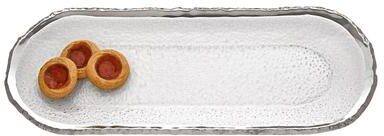 Badash Crystal Product "Silver Edge Oval Hand Painted Mouth Blown Glass 18 X 6.5"" Platter"