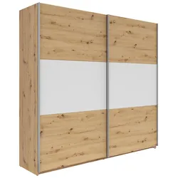 Schwebetürenschrank Saturn in Eiche Artisan/Weiß