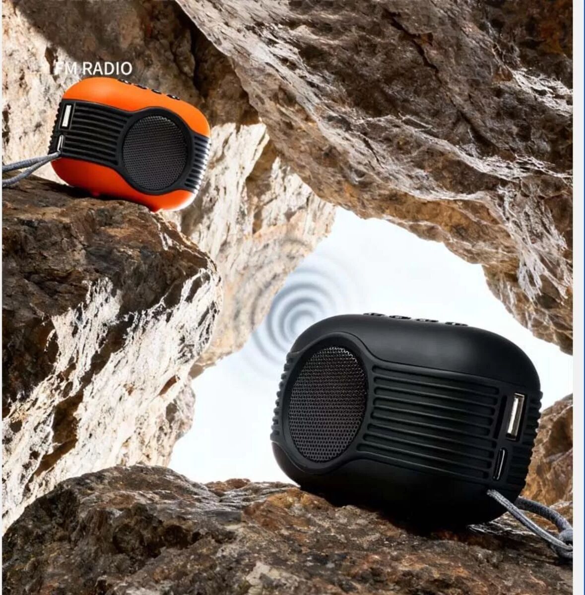 INF Mini enceinte Bluetooth Macaron - Enceinte sans fil portable avec radio FM et support TF/U Disk Orange