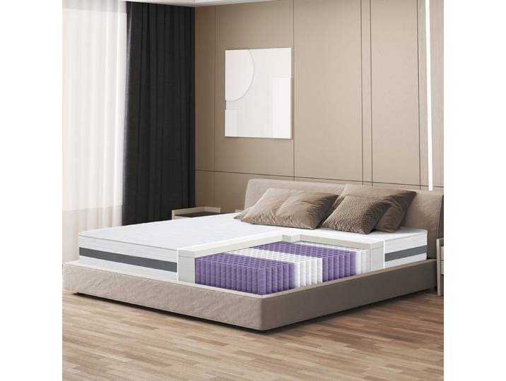 Matelas à ressorts ensachés - THE WHITE STONE - 90x200 - 20cm - Moyen Rigide - Orthopédique