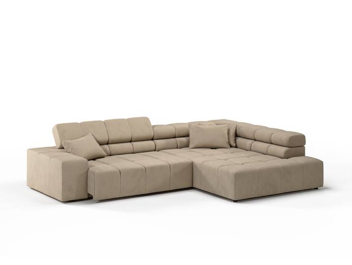 Candy Oregon Feincord Ecksofa motorische Sitztiefenverstellung