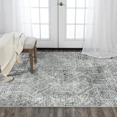 Alora Decor Aurora Black, Grey, and White Wool Blend Rug