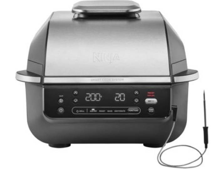 Ninja - Grille-Viande Foodi Air Grill Eg351 Gris Thermosonde À Poser, 25.5x24.5 Cm