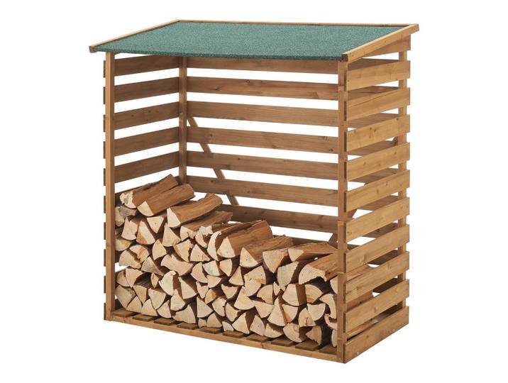 [en.casa] Brennholzunterstand, Naturfarben, Holz, Tanne, 116x123x64 cm, Kleinmöbel, Kamine & Zubehör