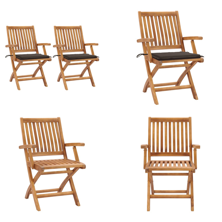 vidaXL Gartenstühle 2 Stk. mit Taupe Kissen Teak Massivholz - Gartenstuhl - Gartenstühle - Holz-Gartenstuhl - Holz-Gartenstühle