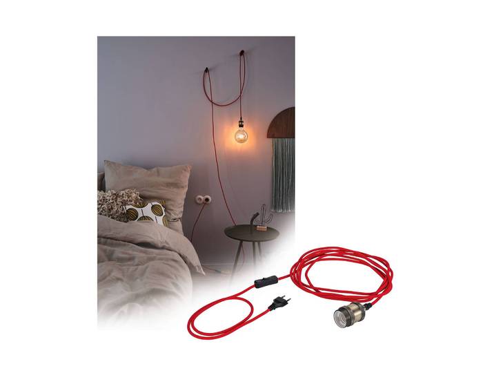 Paulmann Neordic Eldar Pendel mit Stecker rot Eldar, dimmbar, rot, für Wohn- / Esszimmer, Vintage