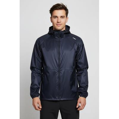 Regenjacke CMP, Herren, Gr. 48, schwarz (schwarz blau), Obermaterial: 100% Polyamid, Jacken Regenjacke, mit Pack-in-Pocket-Design, wasser- und winddicht