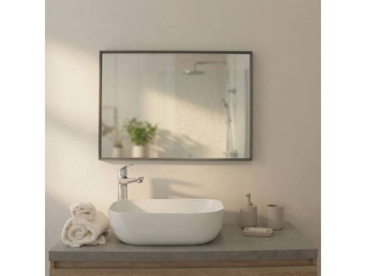 Miroir rectangulaire avec cadre en aluminium gun metal 50 5x70 5 cm