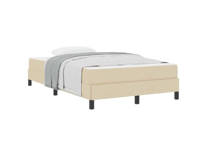 PUGYNBK Boxspringbett mit Matratze, cremefarben, 120 x 200 cm Weiche Polsterung, robuster Holzrahmen, Taschenfederkerne, minimalistisches Design