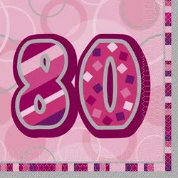 16 Servietten pink Zahl 80