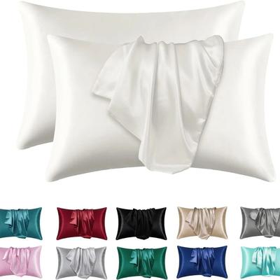 Uplifted Finds 2pcs Satin Silk Pillowcase Set Standard Size 50 X 91 Cm white