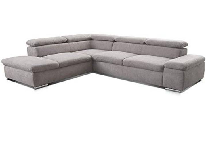 CAVADORE Canapé d Angle ALKATRAZ/Grand canapé en Forme de L avec méridiens Gauche et têtière réglable/Design Moderne / 274x66x228cm / Gris