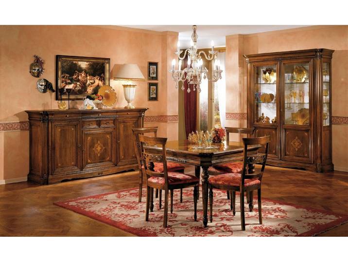 JVmoebel Esszimmer-Set Elegantes Esszimmer-Ensemble aus Holz und Glas in Braun, (Esszimmer-Set, Küchen-Set), Made in Europa