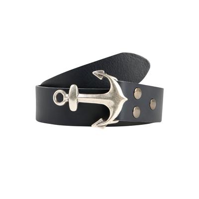 Ledergürtel RETTUNGSRING GÜRTEL "»Soft Boom Navy«, mit austauschbarer Schließe »Anker SO19«", Damen, Gr. 80, schwarz (navy), Rindsleder, Gürtel Ledergürtel