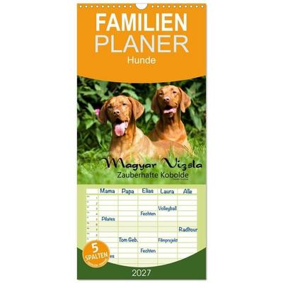 Familienplaner 2027 - Magyar Vizsla - Zauberhafte Kobolde mit 5 Spalten (Wandkalender, 21 x 45 cm) CALVENDO