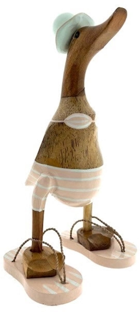 Houten eend Fleur lichtzalm streep