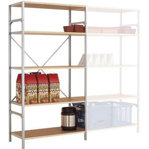 Manuflex Schwerlastregal RB1167, 6 Holzböden, 100kg Fachlast, silber, 250 x 103 x 50cm