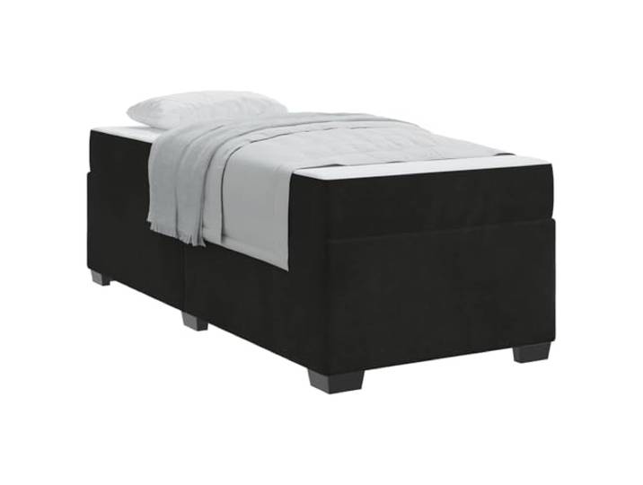 PUGYNBK Bettgestell mit Matratze, Schwarz, 80 x 200 cm Samt, fester Lattenrost, Taschenfederkerne, mittlere Festigkeit, behandeltes Holz