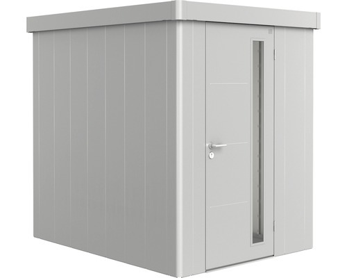 Biohort Neo, Metall-Holz-Schuppen, Einzelbild, Flachdach, Metallic-silber, Sperrholz, Metallic-silber