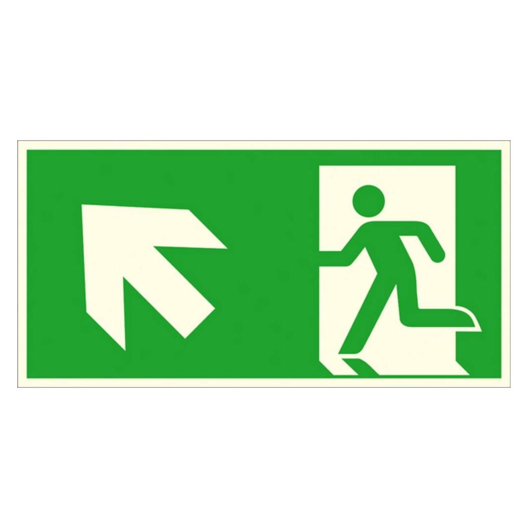 Wolk Fluchtwegschild Aluminium Notausgang links schräg aufwärts (15.A1030)