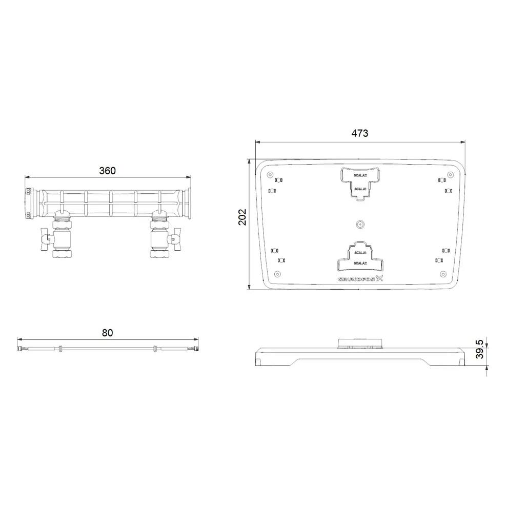 Grundfos Zubehör für Hauswasseranlagen Doppelpumpen Set SCALA1 (Gartenpumpe, Hauswasserpumpe) (99725165)