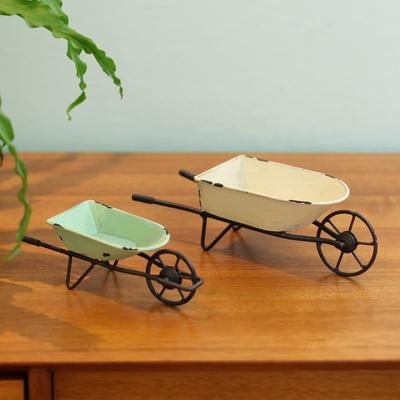 Aspire Home Accents "Elina Homestead Tabletop Metal Farmhouse Wheelbarrow Set - 3""H x 9.5""W x 3.5""D"