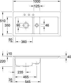 Villeroy & Boch Keramikspüle 677001J0, Subway 60 Einbauspüle - inkl.