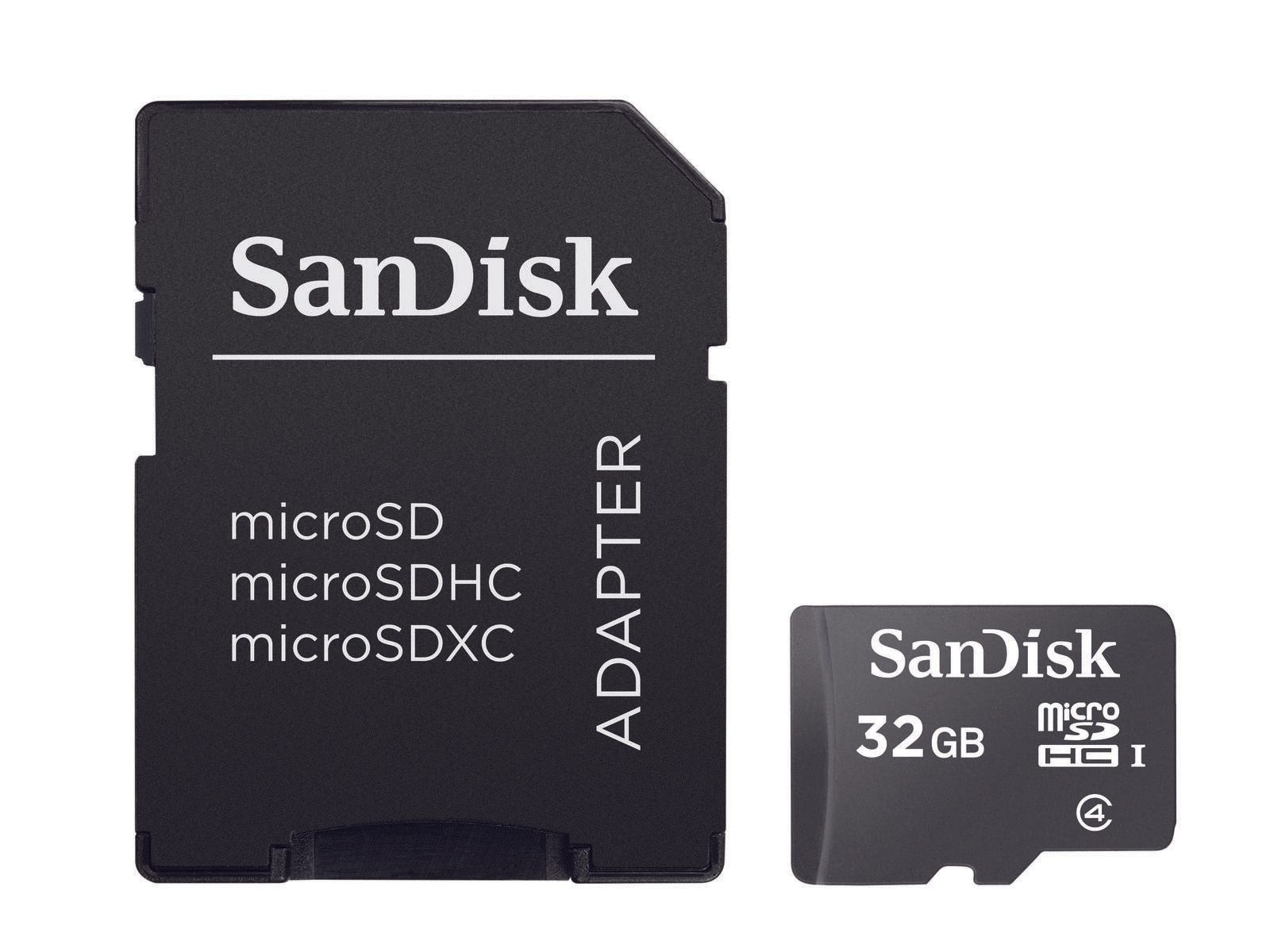 SanDisk microSDHC Speicherkarte 32GB + SD Adapter SDSDQM-032G-B35A